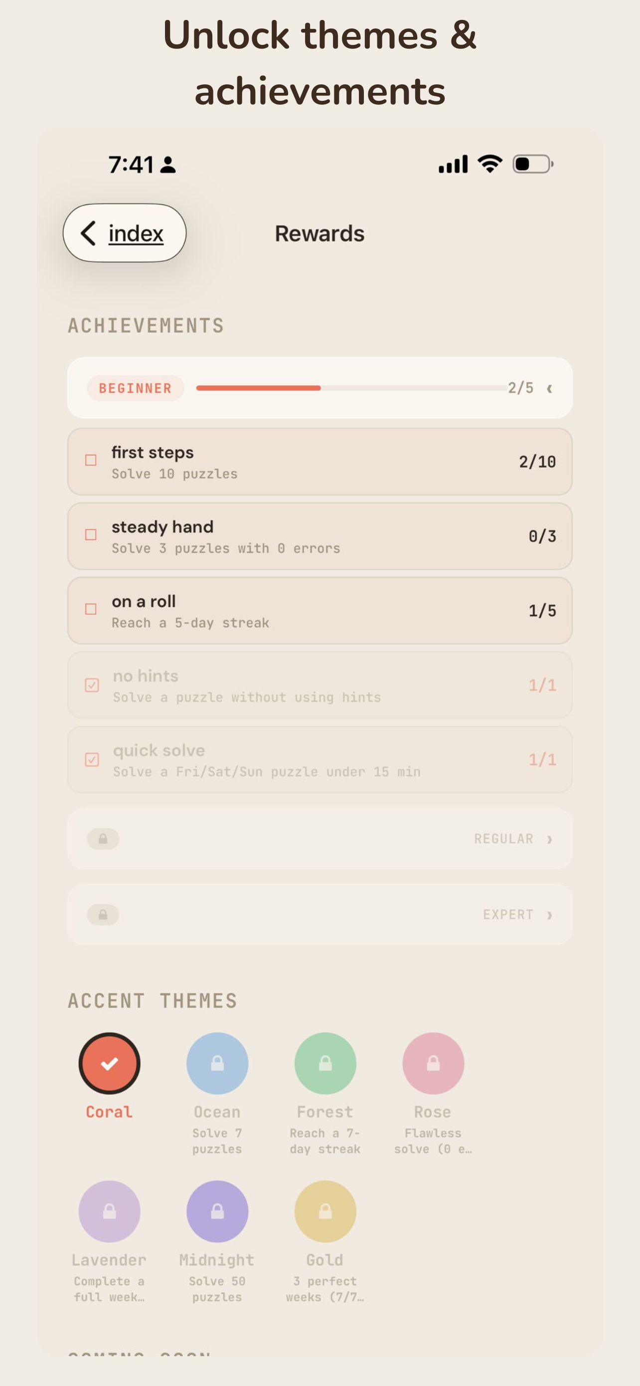 NonoPix rewards — achievements and themes